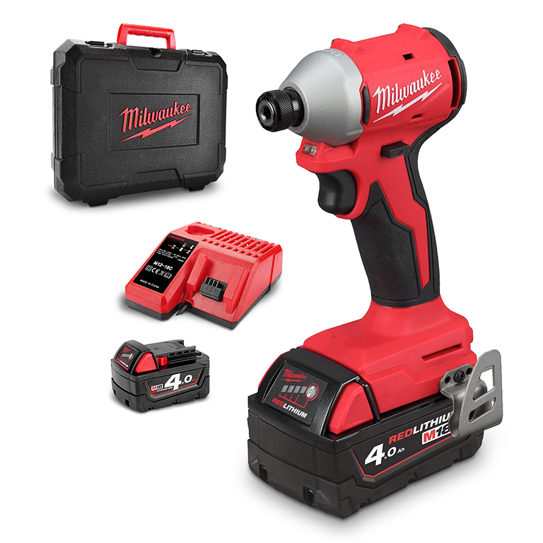 Акумулаторен ударен винтоверт MILWAUKEE M18BLIDRC-402C, 18 V, 4 Ah, 190Nm, с батeрии, зарядно и куфар / 4933492840